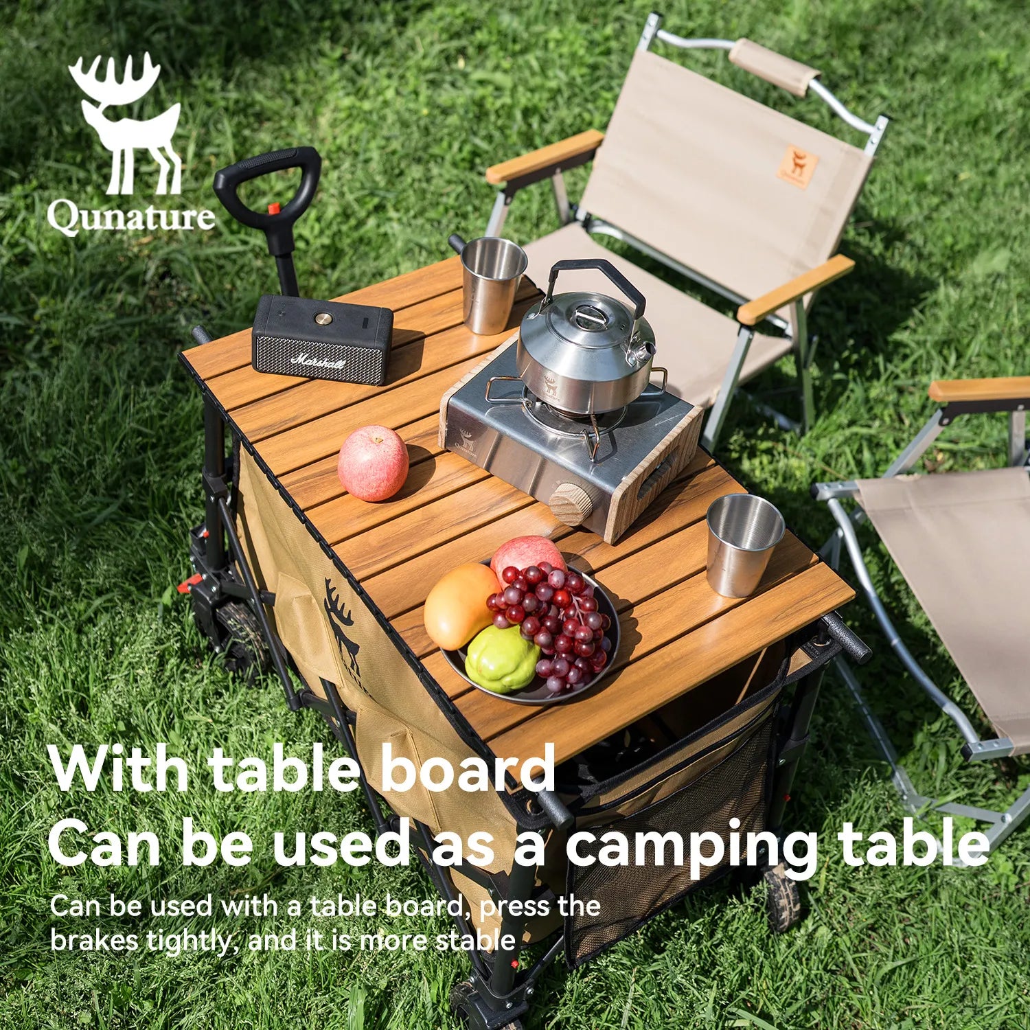 220lbs Foldable Utility Wagon with 360° Swivel Wheels by Qunature Global