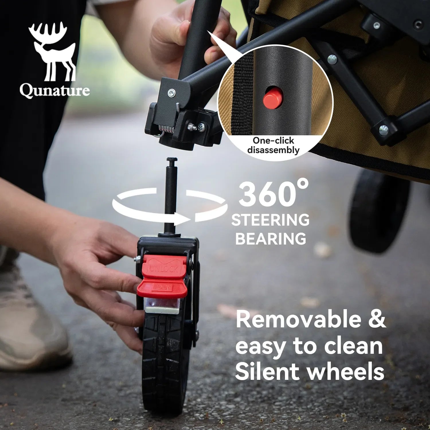 220lbs Foldable Utility Wagon with 360° Swivel Wheels by Qunature Global