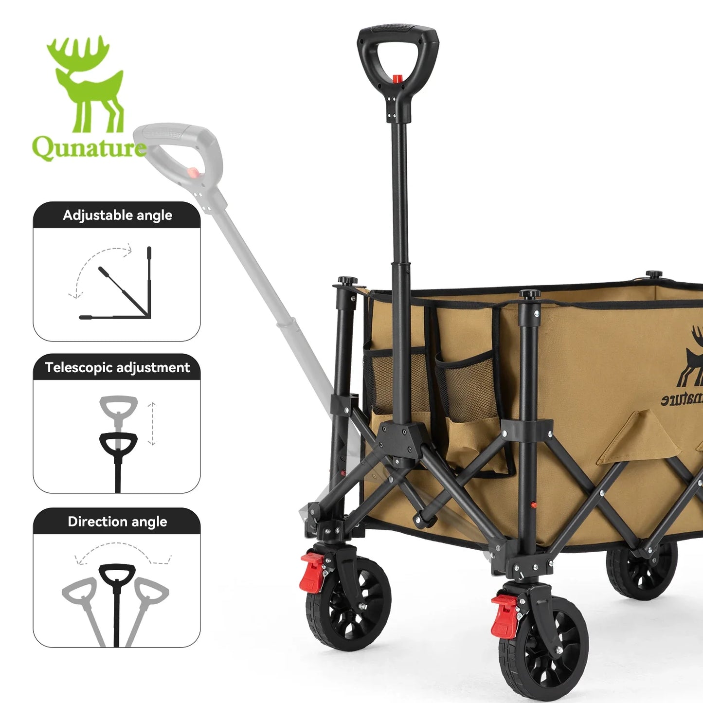220lbs Foldable Utility Wagon with 360° Swivel Wheels by Qunature Global