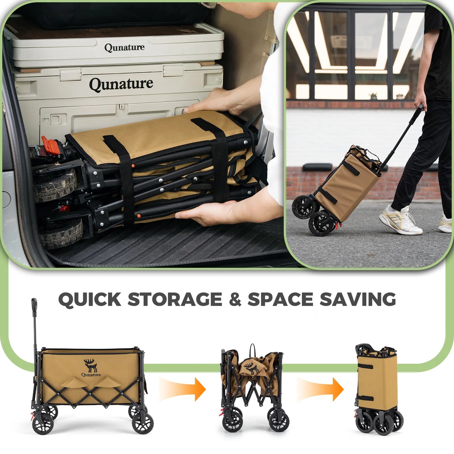 220lbs Foldable Utility Wagon with 360° Swivel Wheels by Qunature Global