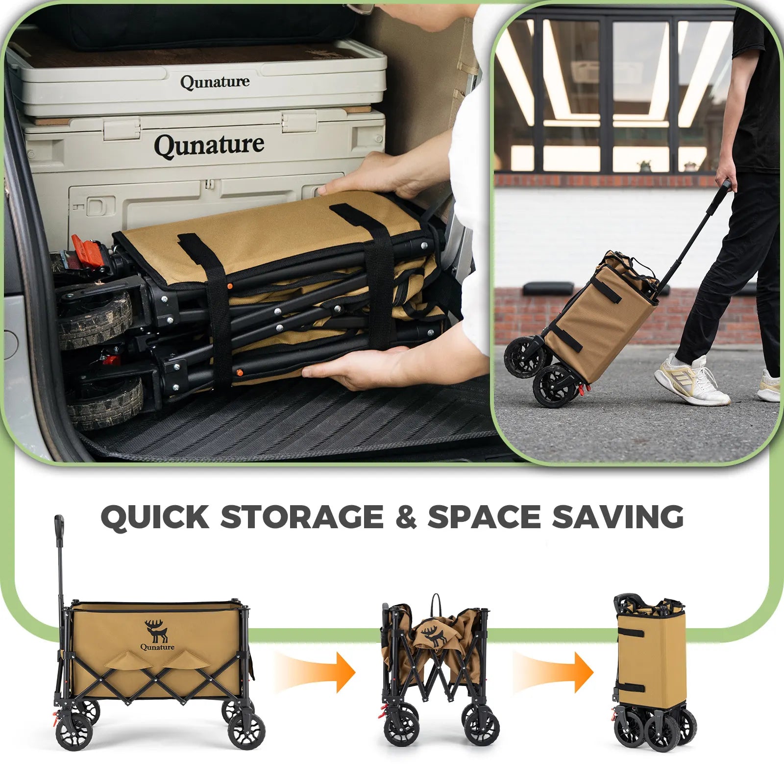 220lbs Foldable Utility Wagon with 360° Swivel Wheels by Qunature Global