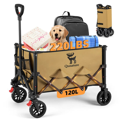220lbs Foldable Utility Wagon with 360° Swivel Wheels by Qunature Global