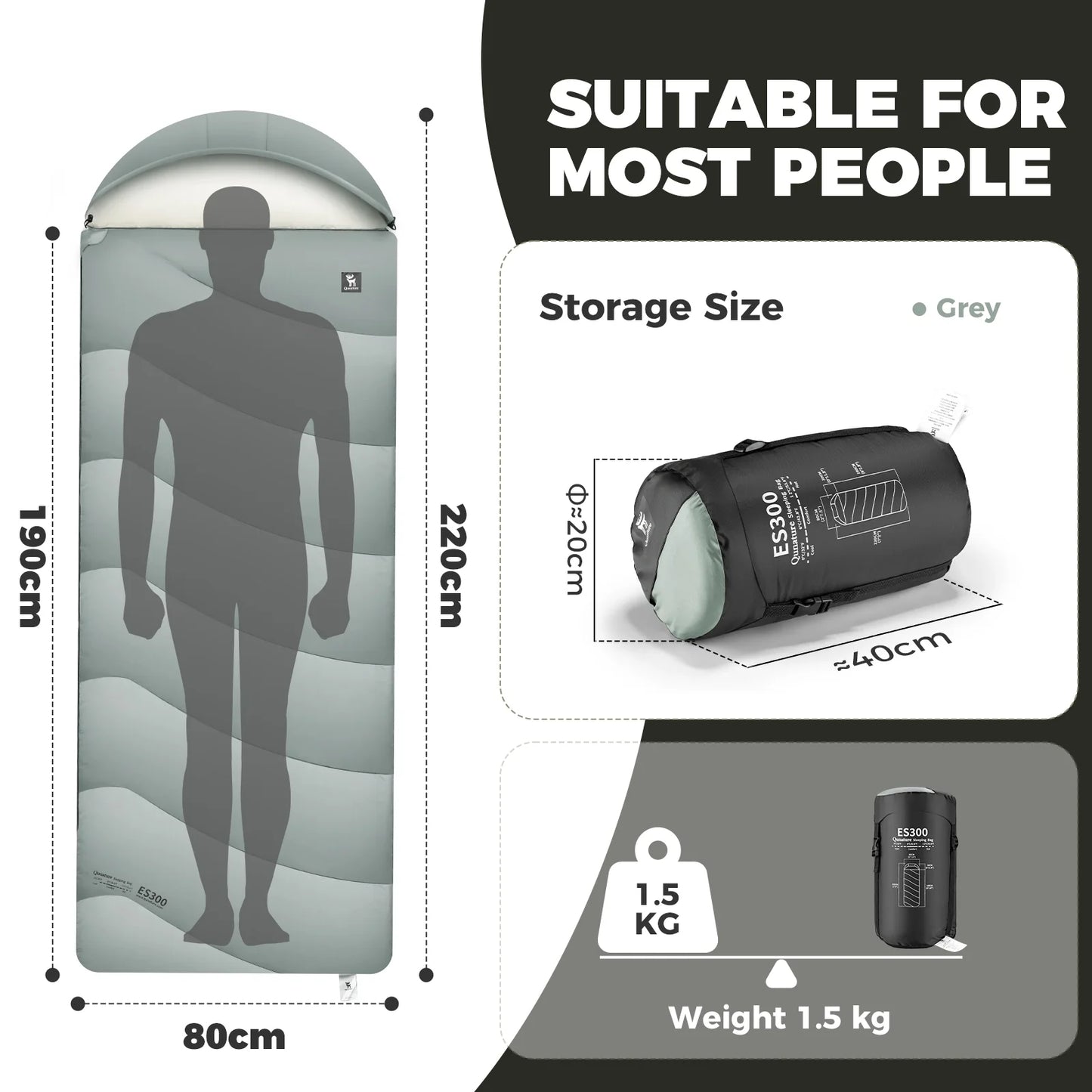 Cotton Envelope Portable Backpacking Sleeping Bag for Outdoor Camping with Compression Sack by Qunature Global