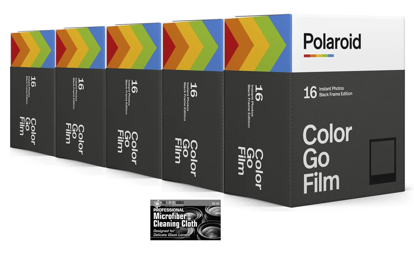 Polaroid Originals Go Instant Color Film Black Frame for The Polaroid GO Camera - 5 Double Packs with Cloth (80 Photos)