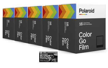 Polaroid Originals Go Instant Color Film Black Frame for The Polaroid GO Camera - 5 Double Packs with Cloth (80 Photos)