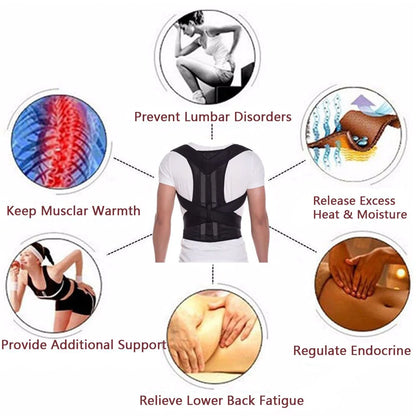 Adjustable Posture Corrector Low Back Support Shoulder Brace Belt For Men Women - Anti Spier 