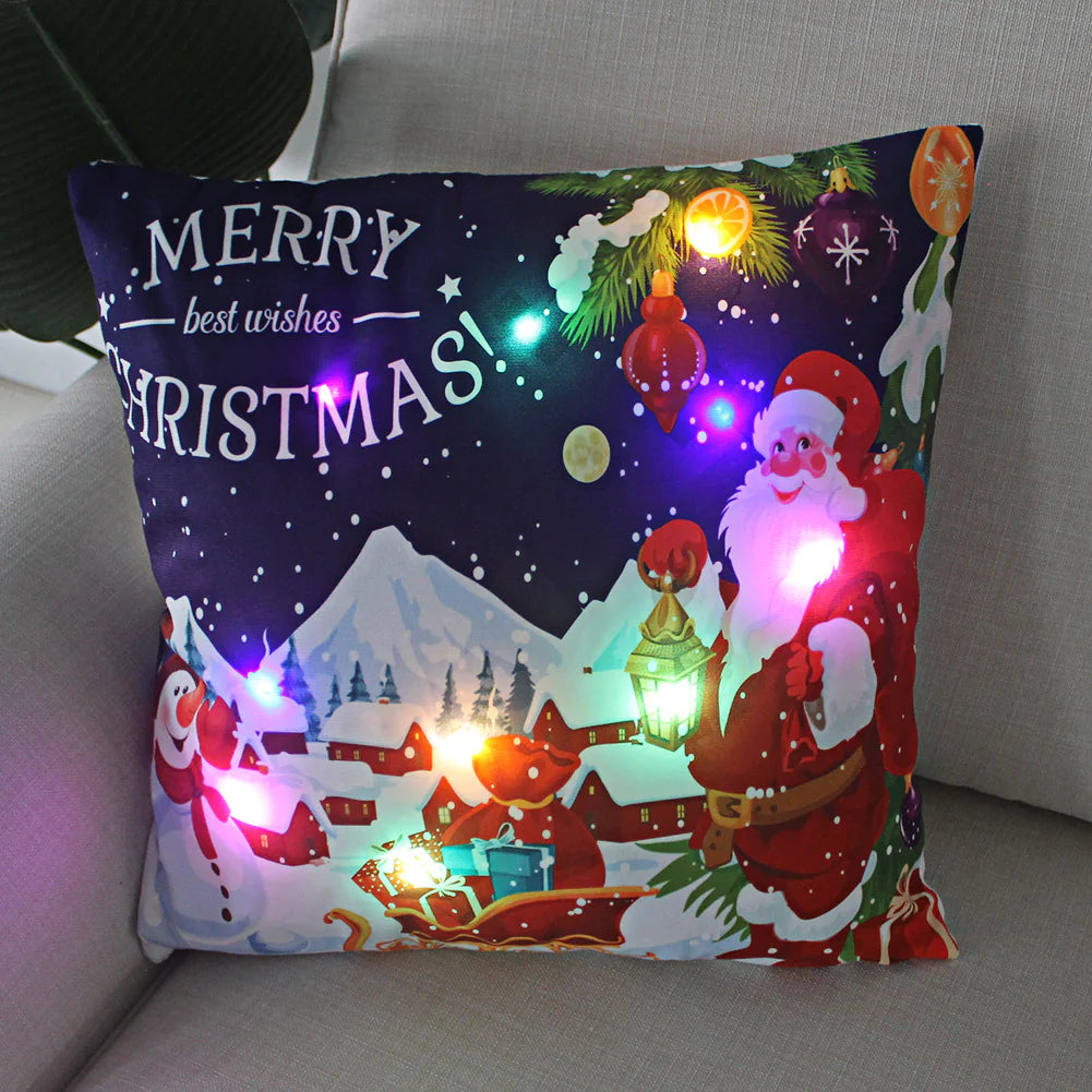 Super Soft Plush Christmas LED Lantern Pillowcase