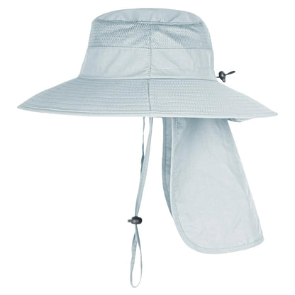 Sun Hats for Men Women Fishing Hat UPF 50+ Breathable Wide Brim Bucket Hats Summer UV Protection Safari Hat with Neck Flap Black/Light Grey 2