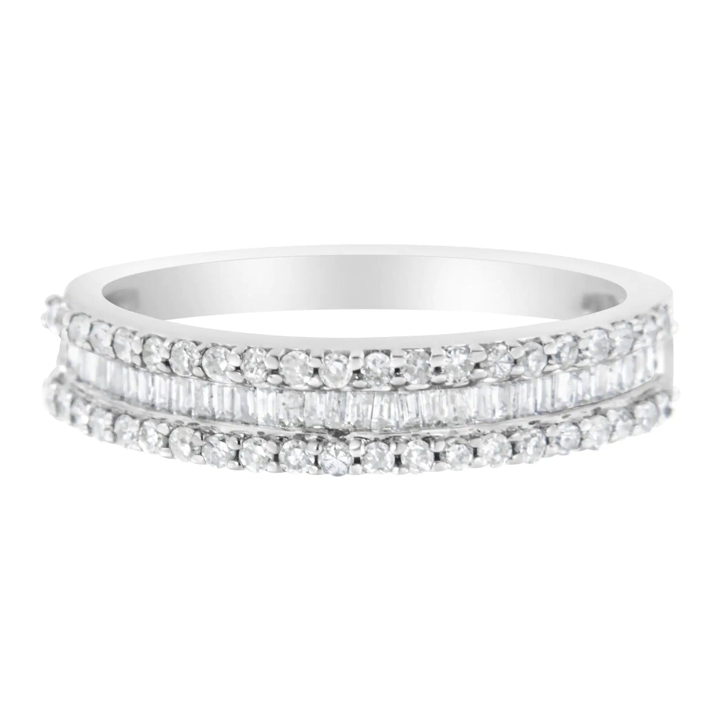 14KT White Gold 1/2 Cttw Diamond Modern Band Ring (H-I Color, SI2-I1 Clarity) - Anti Spier 