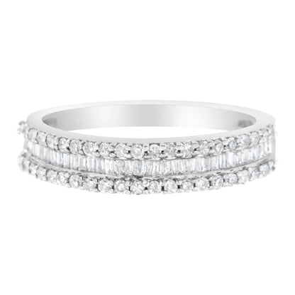 14KT White Gold 1/2 Cttw Diamond Modern Band Ring (H-I Color, SI2-I1 Clarity) - Anti Spier 