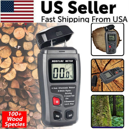 Digital LCD Wood Moisture Meter Detector Tester Wood Firewood Paper Cardboard