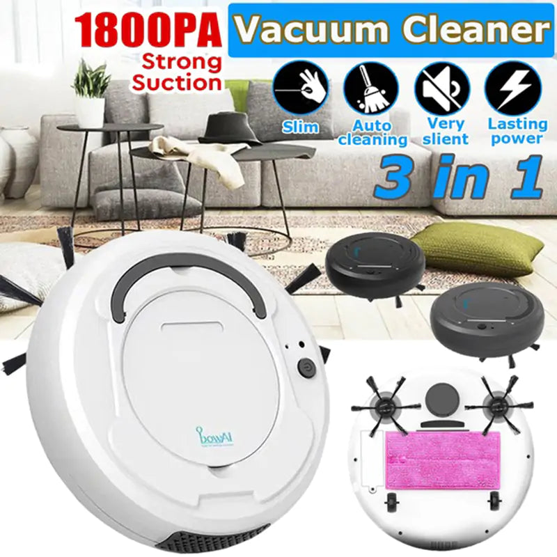 Smart Floor Vacuum Cleaner 3-In-1 Auto Rechargeable Smart Sweeping Robot