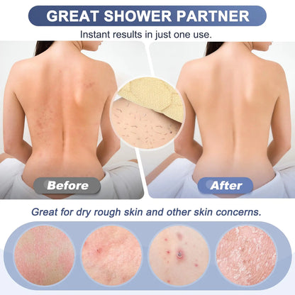 Exfoliating Back Scrubber with Handles, 39 Inch Double-Sided Back Exfoliator Body Scrub Towel, Exfoliating Washcloth Bath Tool for Use in Shower, Back Washer to Deep Clean Your Skin for Men & Women Beige (39*5.5 Inch)