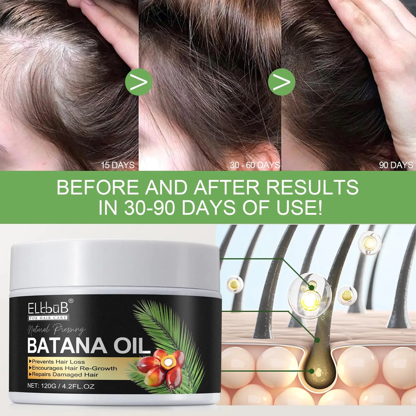 Raw Batana Oil for Hair Growth and Repair -100% Pure, Unrefined Oil from Honduran Rainforests Prevent Hair Loss and Enhances Hair Thickness in Men & Women 4.2 Fl Oz (Pack of 1)