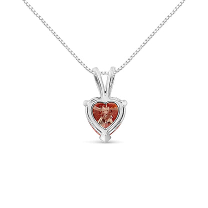 14K White Gold Martini-Set 1.00 Cttw Lab Grown Pink Heart Diamond Solitaire 18" Pendant Necklace (Pink Color, VS2-SI1 Clarity) - Anti Spier 