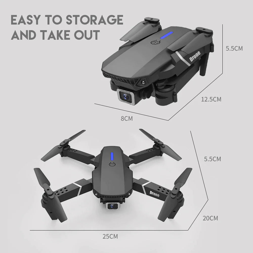 2023 New RC Drone With 4K HD Dual Camera WiFi FPV Foldable Quadcopter +4 Battery - Anti Spier 