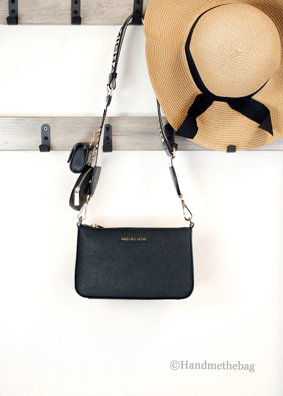 Michael Kors Jet Set Black Leather Tech Crossbody Bag