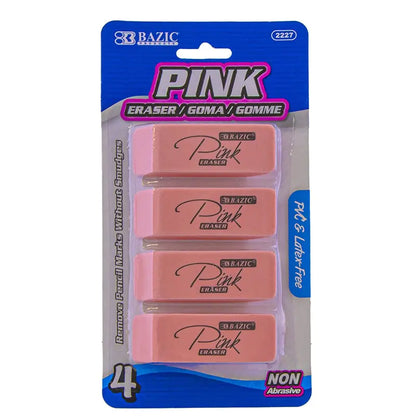 Pink Bevel Eraser (4/Pack)