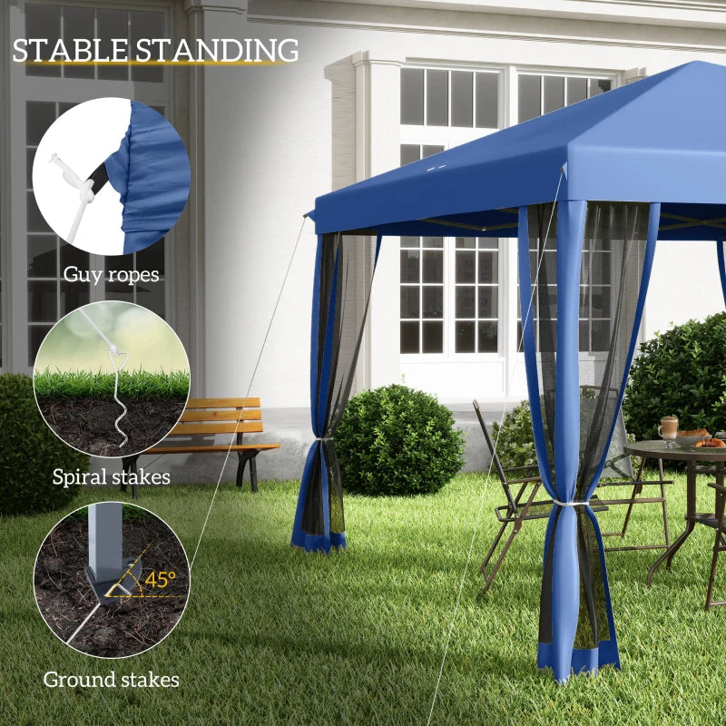Outsunny 10' x 10' Pop Up Canopy Tent with Netting, Instant Gazebo, Screen House Room with Carry Bag, Height Adjustable, for Outdoor, Garden, Patio, Camping, Light Blue by Dropsure