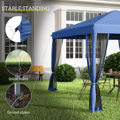 Outsunny 10' x 10' Pop Up Canopy Tent with Netting, Instant Gazebo, Screen House Room with Carry Bag, Height Adjustable, for Outdoor, Garden, Patio, Camping, Light Blue by Dropsure