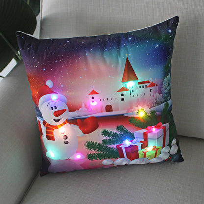 Super Soft Plush Christmas LED Lantern Pillowcase