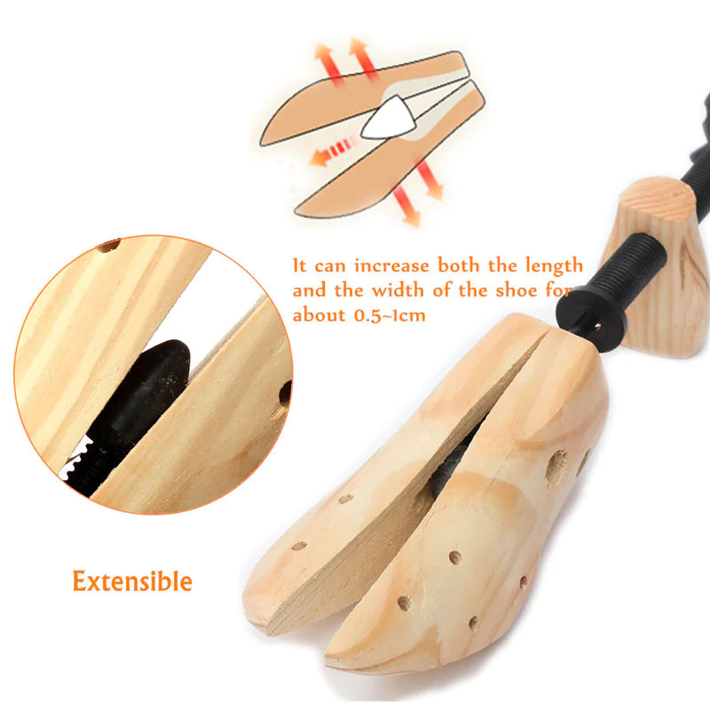 2-Way Wooden Adjustable Shoe Stretcher Expander Men Women Boot Size US 5-13 - Anti Spier 