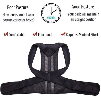 Adjustable Posture Corrector Low Back Support Shoulder Brace Belt For Men Women - Anti Spier 