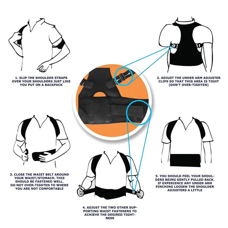 Posture Corrector Support Magnetic Back Shoulder Brace Belt Band For Men Women - Anti Spier 