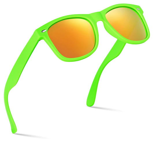 Retro Rewind Polarized Sunglasses for Men and Women - UV Protection Classic Sun Glasses Matte Lime Green | Revo Orange