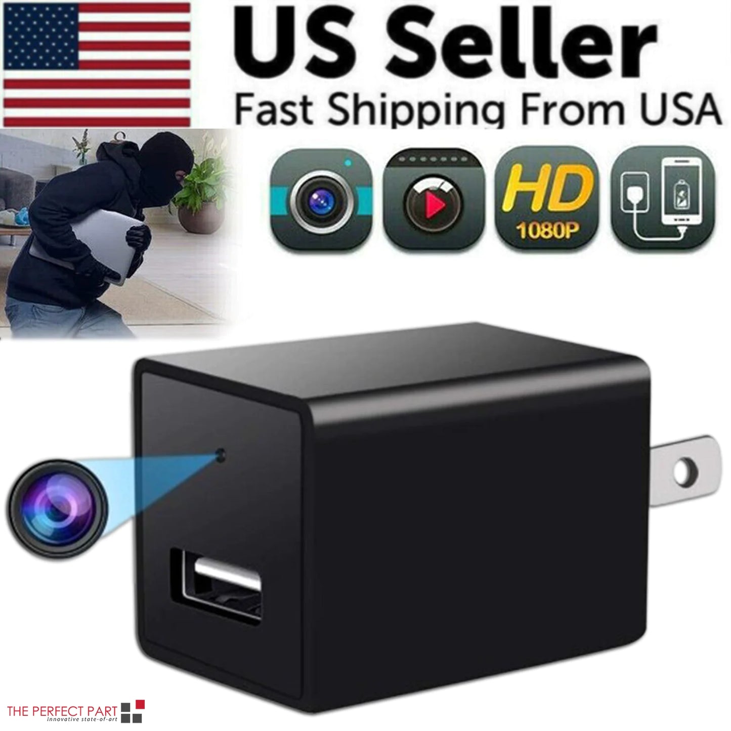 Mini Hidden Camera Home Security Nanny Cam Full HD 1080P DVR Night Vision Audio - Anti Spier 