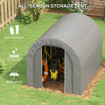Outsunny 10' x 16' Carport, Heavy Duty Portable Garage Storage Tent with Large Zippered Door, Anti-UV PE Canopy Cover for Car, Truck, Boat, Motorcycle, Bike, Garden Tools, Outdoor Work by Dropsure