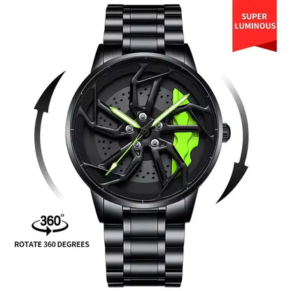 360° Rotating Car Wheel Men's Watch