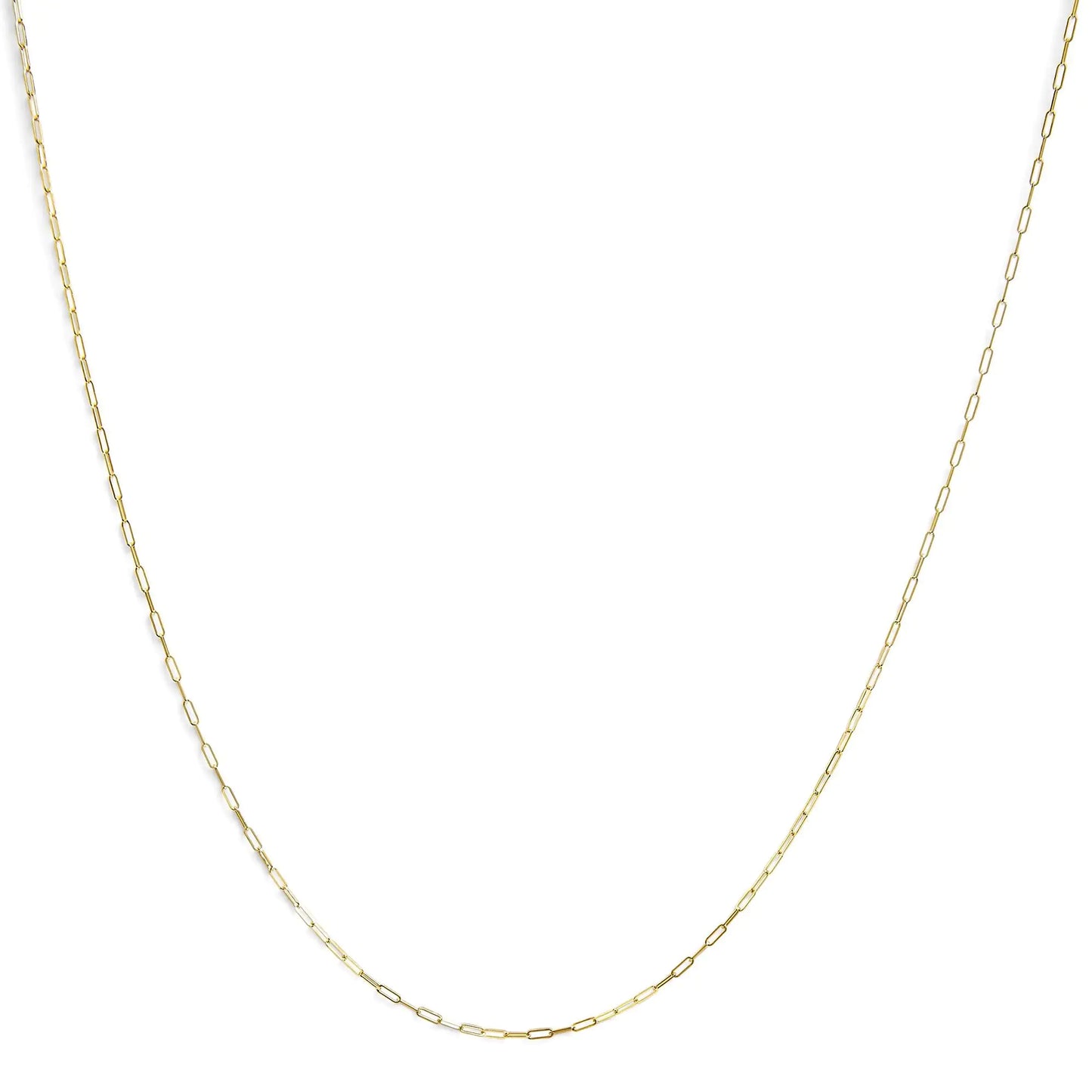 Unisex Solid 14K Gold 1.5mm Paperclip Chain Necklace - Choice of Length and Metal Color - Anti Spier 