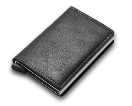 RFID Lock Vintage Automatic Leather Credit Card Holder