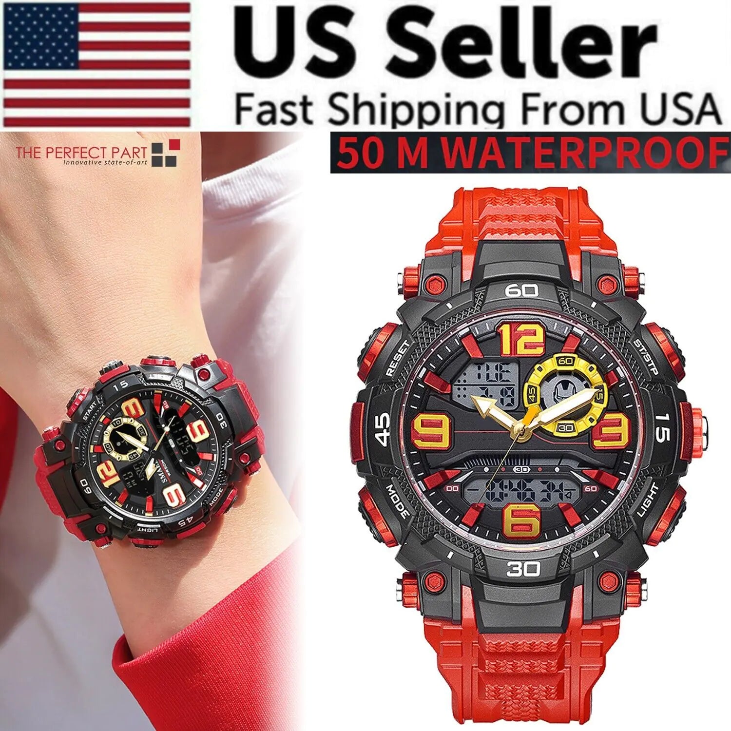 Military Men Watch Fashion Sport Outdoor G Wristwatch Male Digital Stopwatch - Anti Spier 