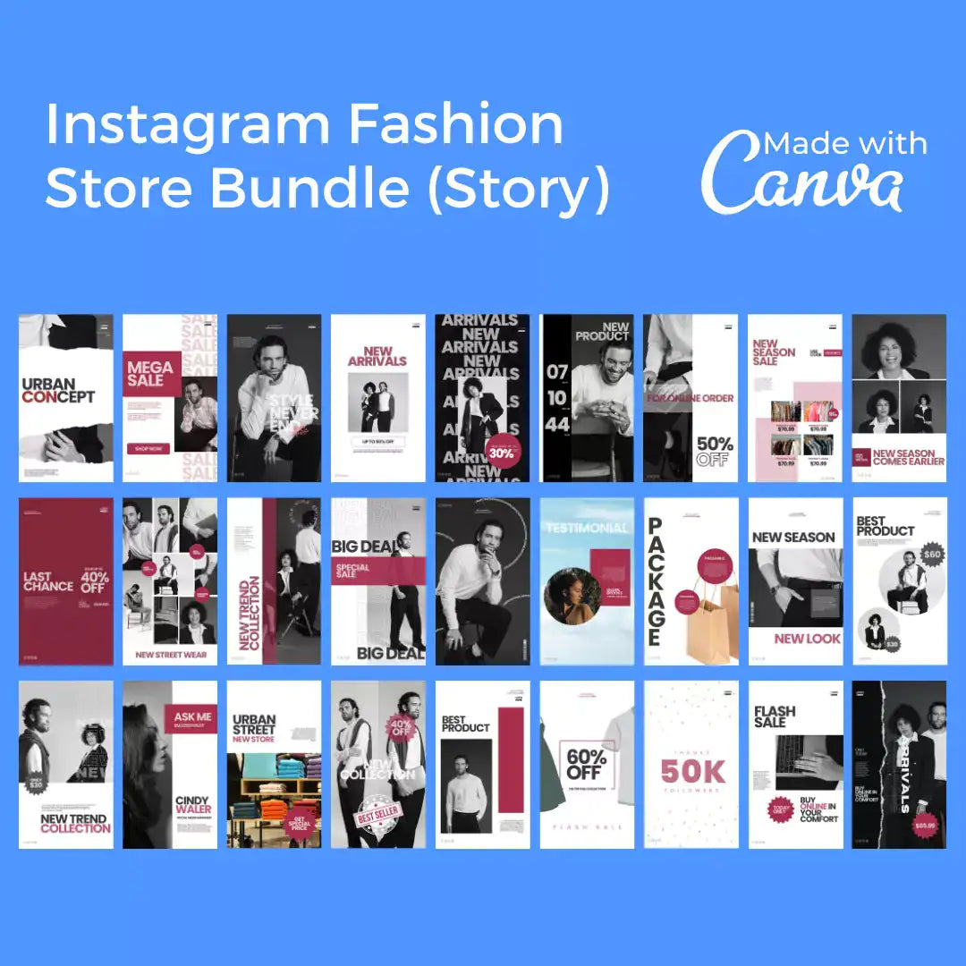 Downloadable Instagram Fashion Store 100 Pages Bundle