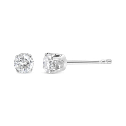 14K White Gold 1/2 Cttw 4-Prong Set Brilliant Round-Cut Solitaire Lab Grown Diamond Push Back Stud Earrings (F-G Color, VS2-SI1 Clarity) - Anti Spier 