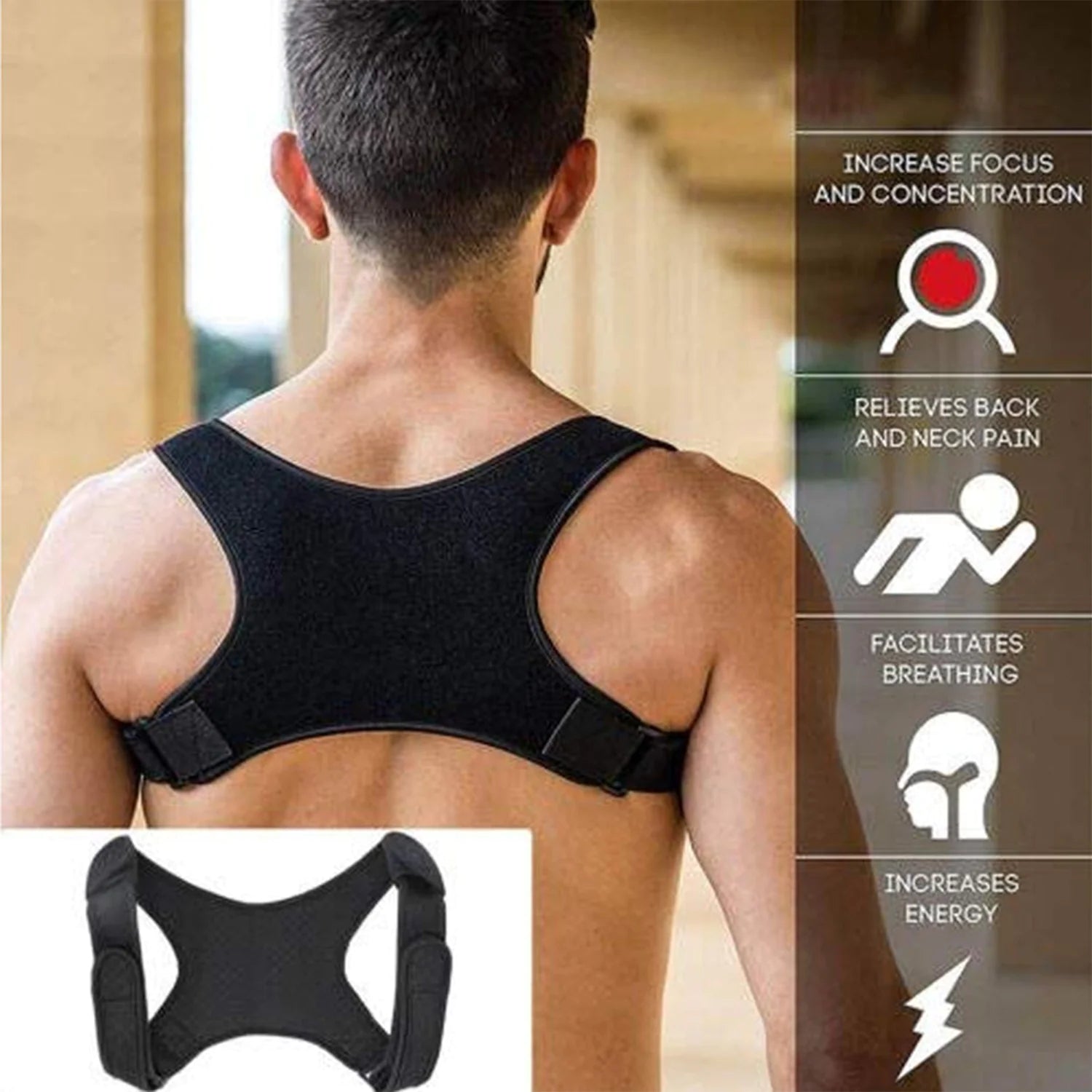 Adjustable Posture Corrector Back Shoulder Support Correct Brace Belt Men Women - Anti Spier 