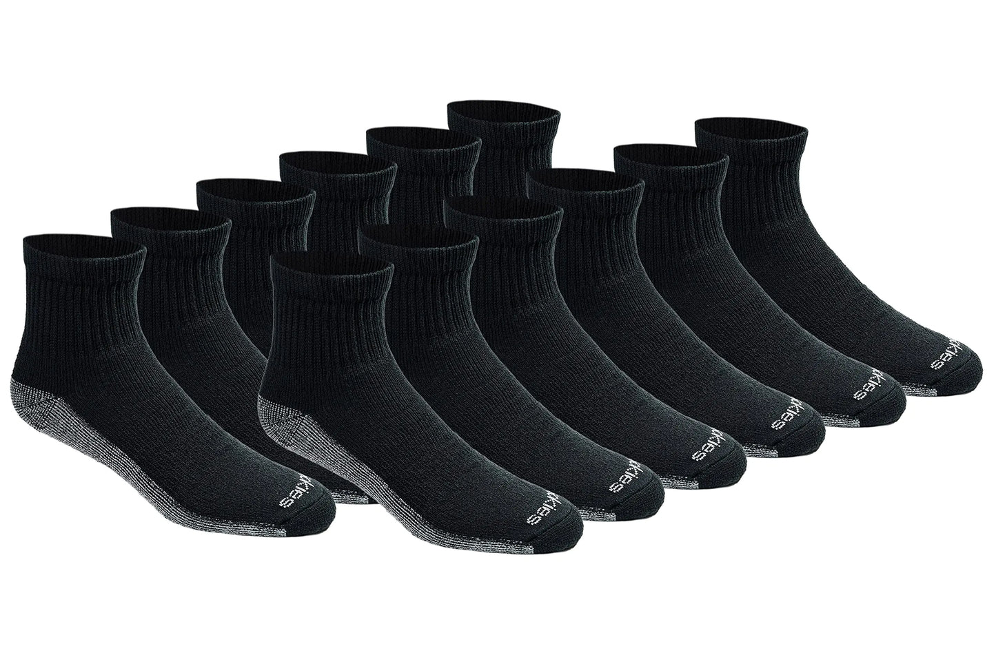 Dickies Men's Dri-tech Moisture Control Quarter Socks, Available in M-XXL (6, 12, 18 Pairs) Medium Black (12 Pairs)