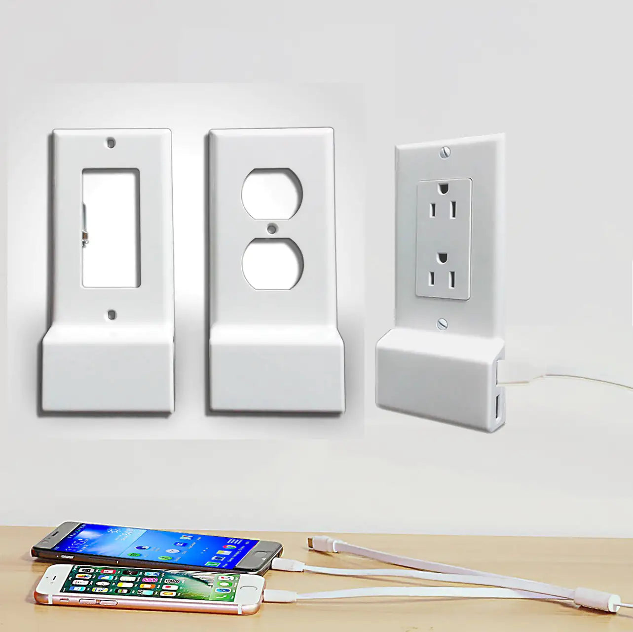 Invisible Dual USB Wall Charger Plate With Surge Protection