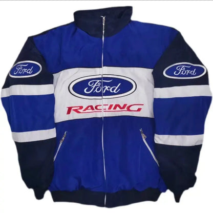 F1 Motorcycle Racing Jacket with Vintage Embroidery