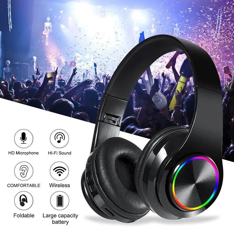 Super Bass Wireless Bluetooth Headphones Foldable Stereo Earphones Headsets Mic - Anti Spier 