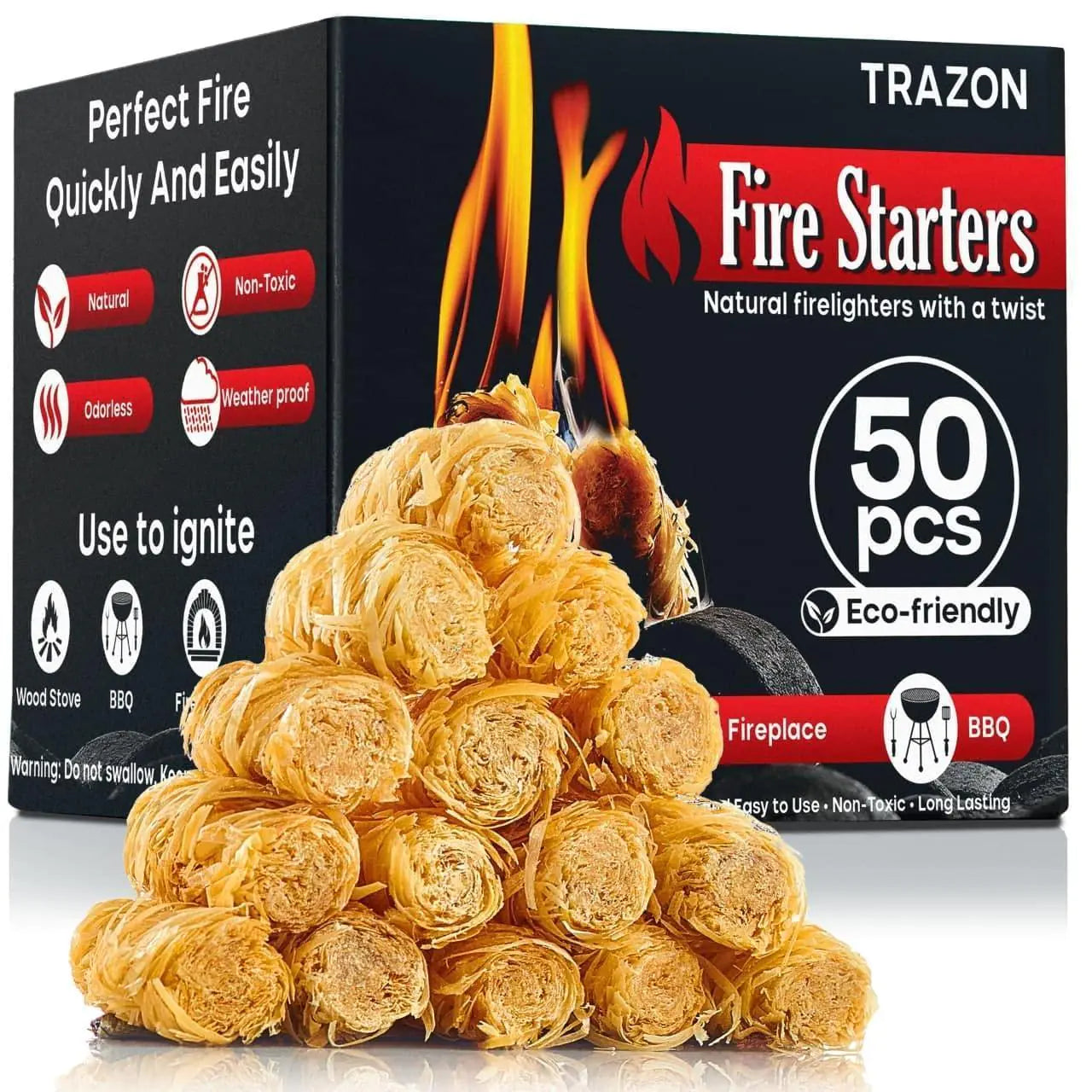 Fire Starters for Indoor Fireplace Campfires Wood Stove Grill Charcoal Chimney