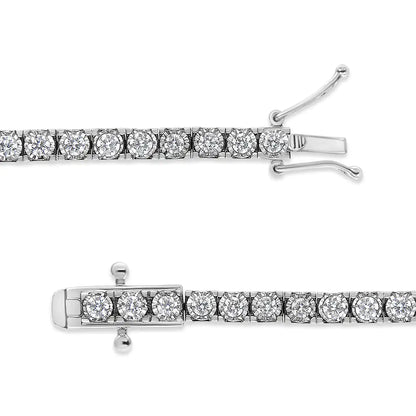 14K White Gold 2.0 Cttw Miracle Set Round-Cut Lab Grown Diamond Illusion 7" Tennis Bracelet (F-G Color, VS2-SI1 Clarity) - Anti Spier 