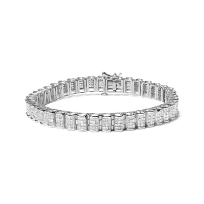 14K Gold 5.00 Cttw Square Princess Cut White Diamond Rectangular Invisible Set Link Tennis Bracelet (H-I Color, SI2-I1 Clarity) - 7.25” Inches - Anti Spier 