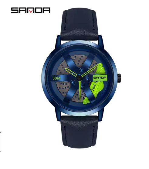 Men's 3D Car Wheel Sports Watch - Waterproof Quartz