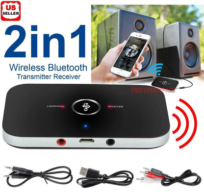 Bluetooth 5.0 Transmitter Receiver 2 IN 1 Wireless Audio 3.5mm Jack Aux Adapter