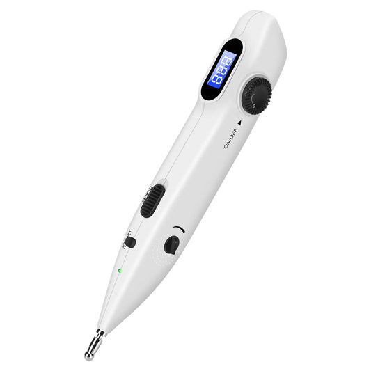 iVolconn Electronic Acupuncture Pen with 20 Levels Intensity and 3 Modes Cordless Meridian Energy Pen with 2 Acupuncture Probes Automatic Detection of Acupuncture Points for Pain Management (White)