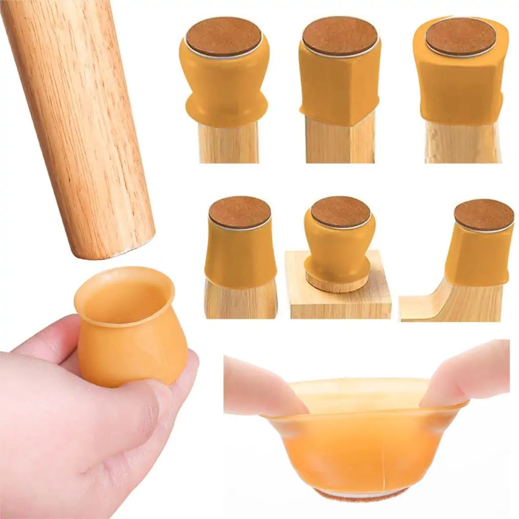 16pcs Silicone Furniture Leg Protectors: Floor Protection & Anti-slip Pads