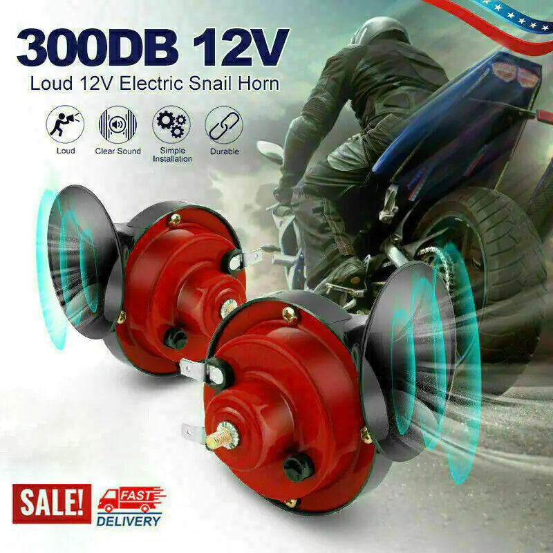 2PC 12V 300DB Super Loud Train Air Horn Waterproof Motorcycle Car Truck SUV Boat